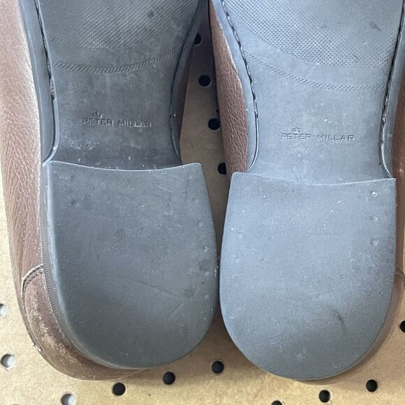 Peter Millar Crown Bit Leather Grain Loafer Shoes Brazil Made Brown Size 9.5 Men